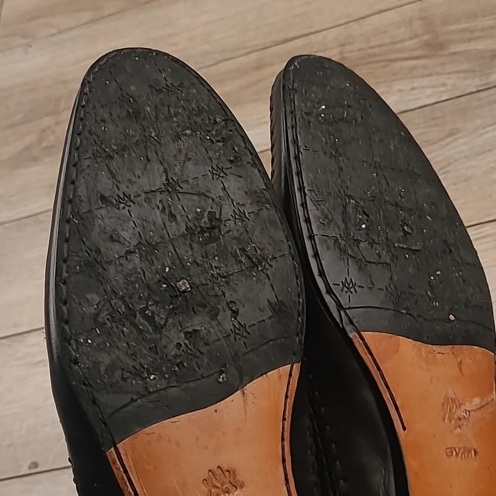 MEZLAN Spain‎ Black Grain Leather Merlo Model Sz 9.5 M Mens Loafers Dress Shoes